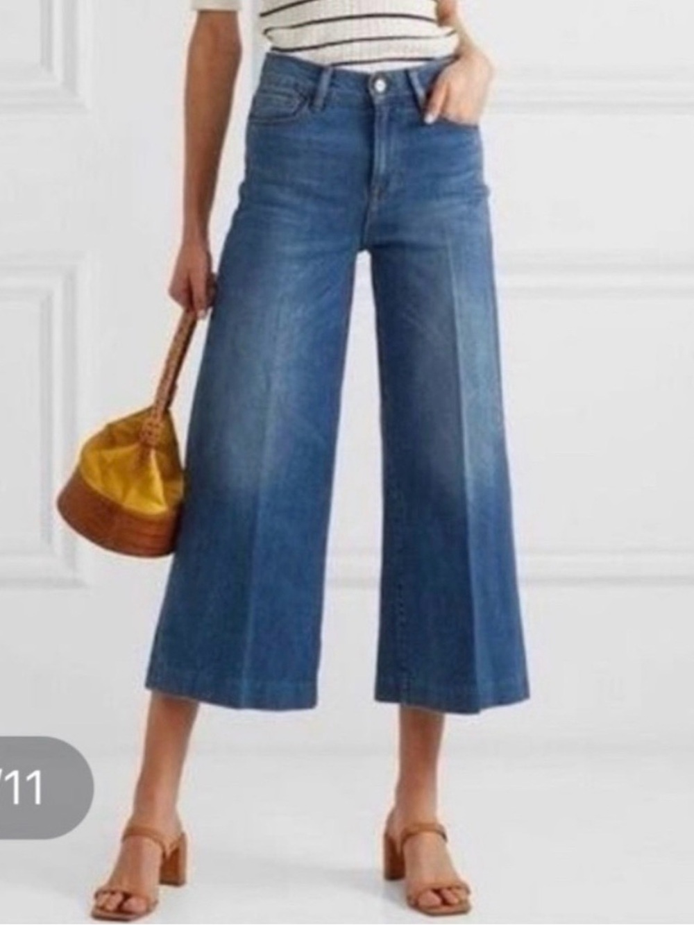 FRAME Le Vintage Crop Wide Leg Cropped Women’s Jeans in Blue size 28